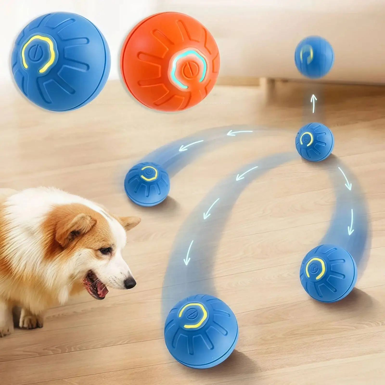 Juguete Inteligente para Perros, Pelota Electrónica Interactiva para Mascotas, Pelota Móvil USB, Movimiento Automático, Salto y Rebote