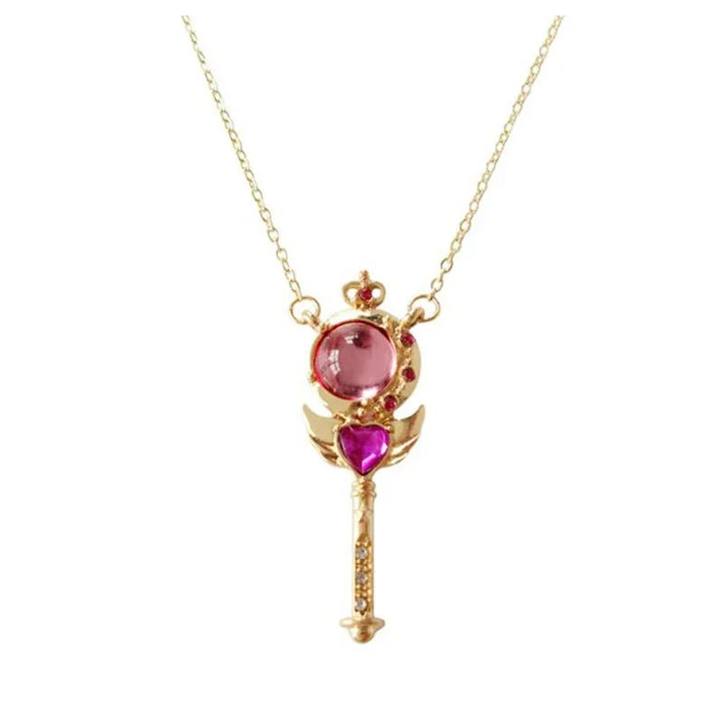 Anime Sailor  Loving Wand Crystal cosplay Pendant Necklace Girl accessories Cute props