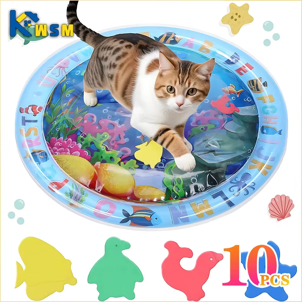 Baby Playing Water Mat PVC Inflatable Water Sensory Play Mat For Kid Safety Cushion Ice Mat Cat Dog Activity Playmat Toddler Toy