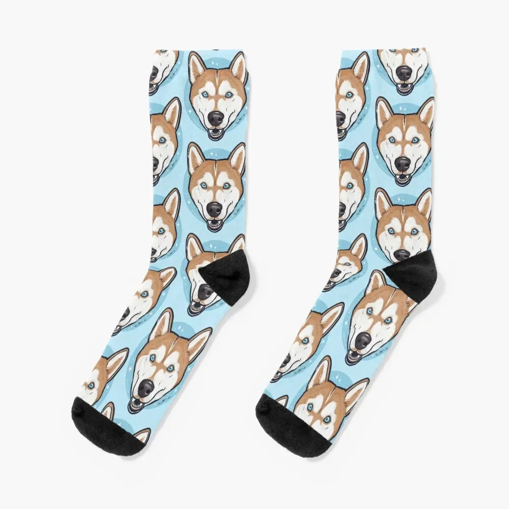 Blue-eyed Red Husky Socks cotton christmas gift Heating sock Socks For Girls Men's