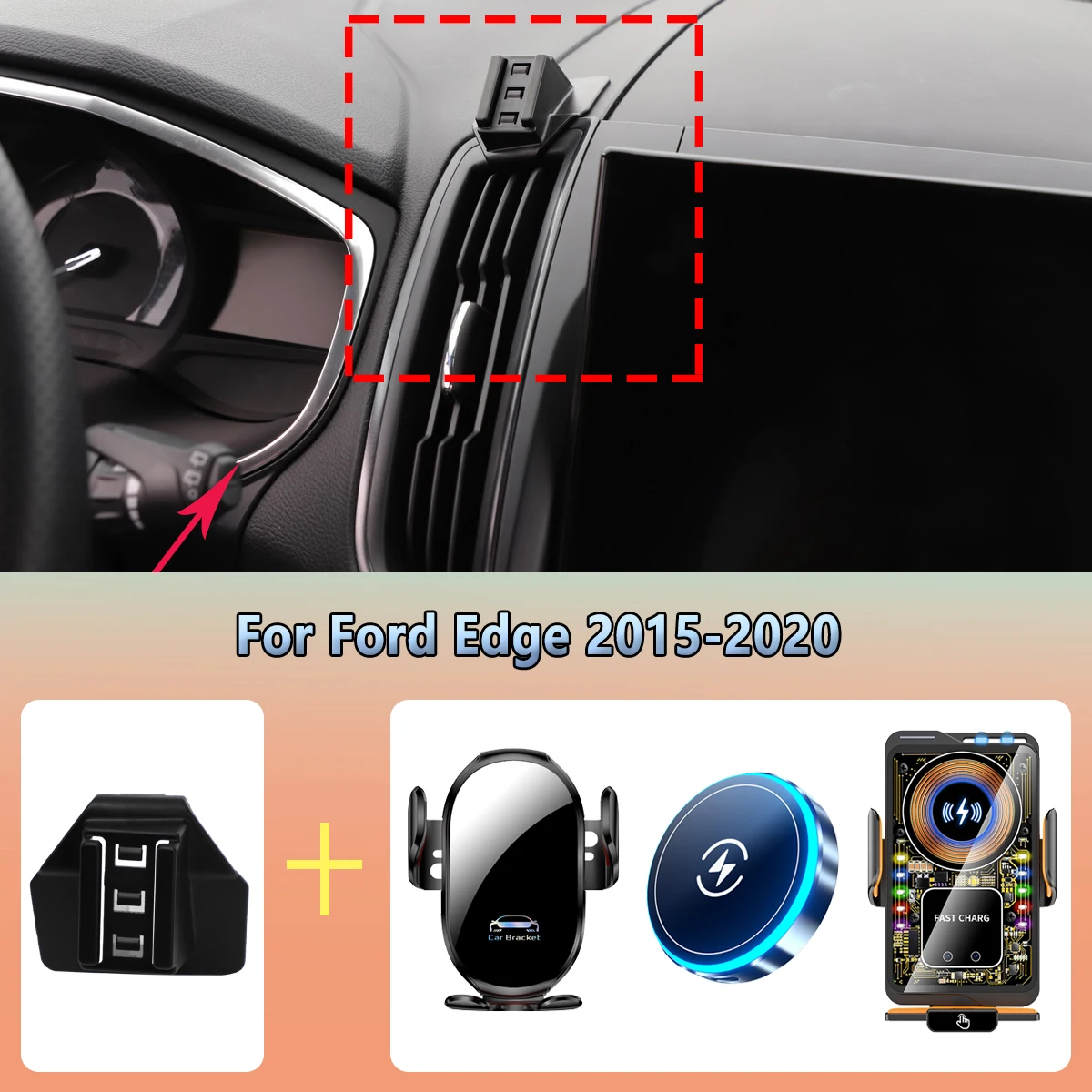 Car Phone Holder Vent for Ford Edge 2015 2016 2017 2018-2020 Wireless Charging Car Phone Charger Rack for MagSafe Accessories