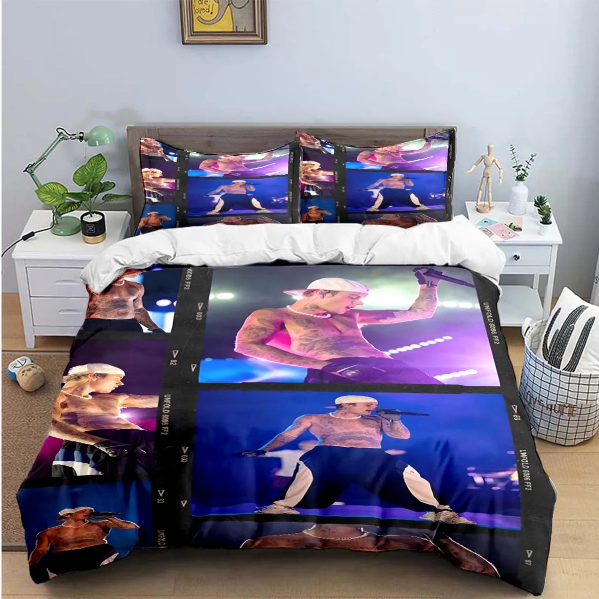 Pop  Singer J-Justin Bieber  Printing Bedding Set Duvet Cover Comforter Bed  Youth Kids Girl Boys Birthday Gift