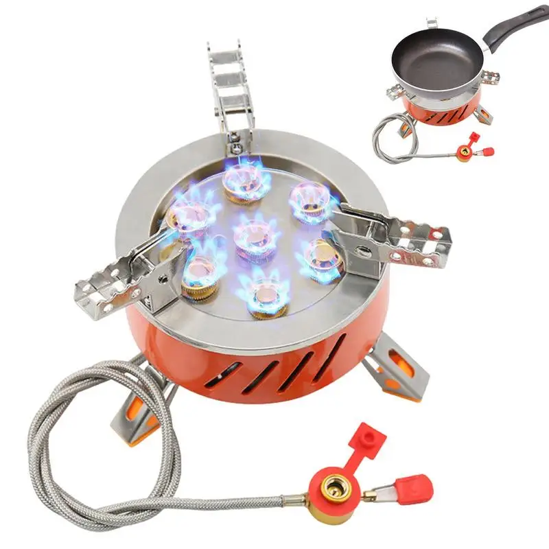 

Outdoor Cooking Stove Camping Burner Stove 17800W Portable Camping Fire Stove With 7 Pure Copper Flame Nozzles For Outside