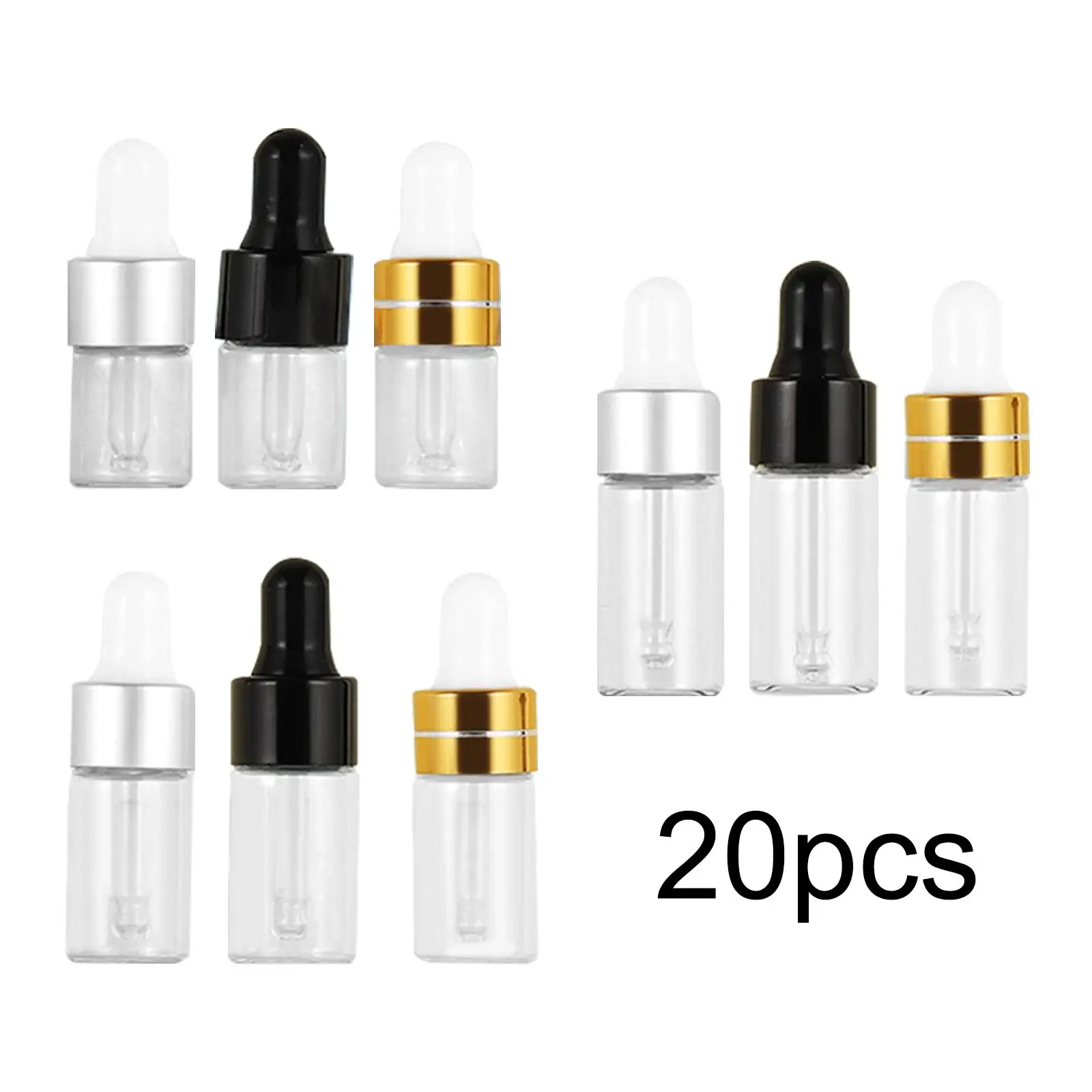 20 Pieces Empty Glass Dropper Bottles Leakproof Dispenser for Liquid Extract