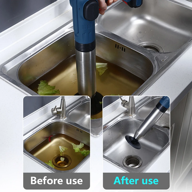 Kitchen WC Sewer Sink Cleaning Pipe Dredger Blockage Tool Wireless Lithium Battery Pipe Dredger Sewer Unblocker Accessories Kit