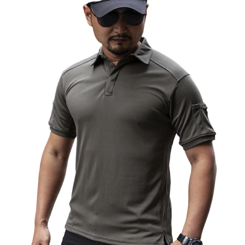 Summer Short Sleeve Polo Shirts Men Performance Pocket Tactical Shirt Casual Lightweight Outdoor Fishing Hiking Shirt USA Size