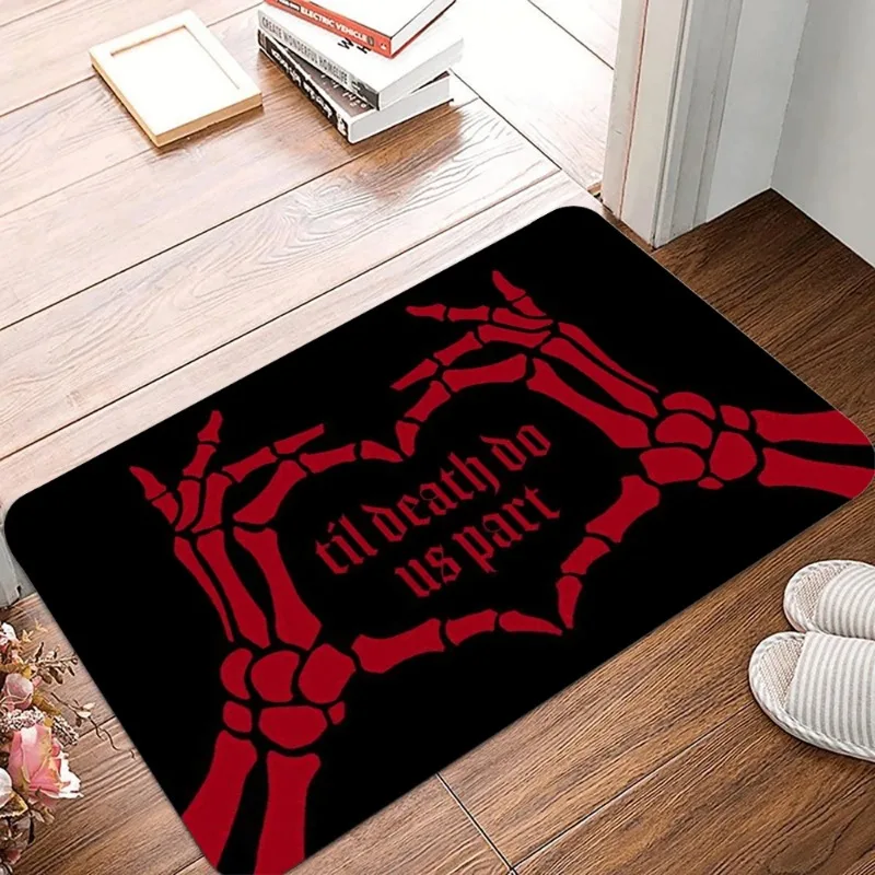 Halloween Dancing Skeletons Door Mat Spooky Skull Non-Slip Welcome Entrance Rug Kitchen Bedroom Living Room Carpet Decoration