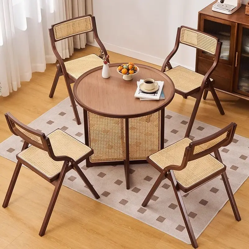 

2024 new rattan table and chair balcony small round table living room bedroom room rental room bay window round
