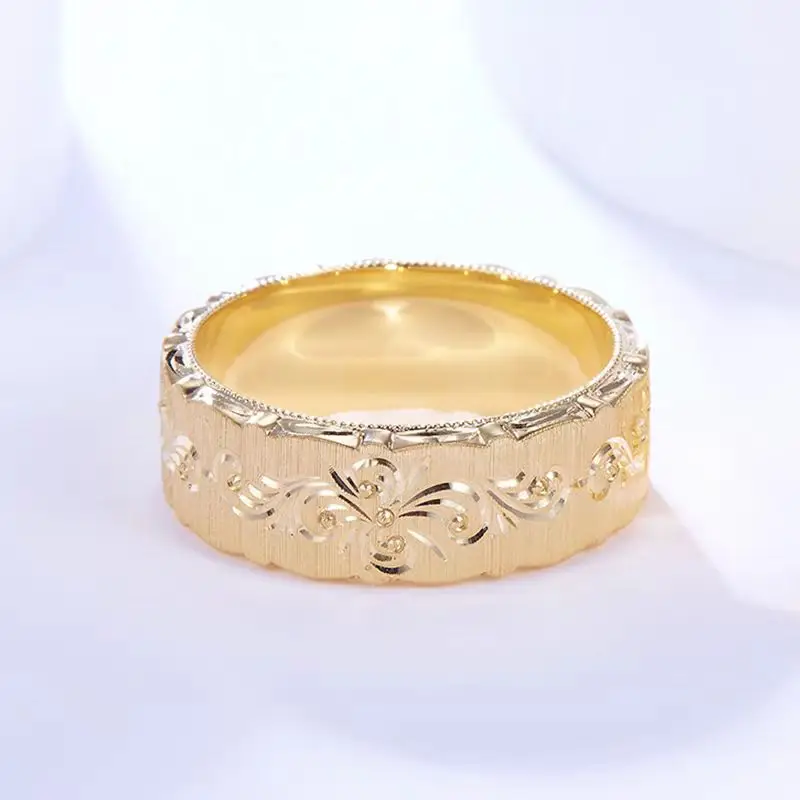 Custom Designer Handcrafted Engraved Flower Style S925 Sterling Silver Men\'s & Women\'s Couple Rings Engraved Wedding & Engagemen