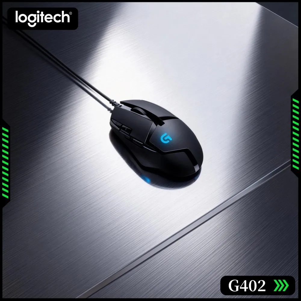 Logitech G402 Gaming Mouse 32-Bit Processor 500+ IPS 20M Clicks Anti-Slip Grips For Competitive Play