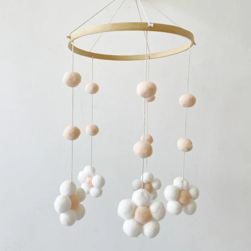 Ins Nordic Fur Ball Flower Wind Chime Bed Bell Baby Room Children's Room Children's Clothing Store Wind Chime Decoration