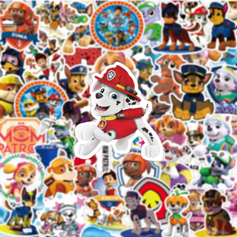 10/30/50/100pcs PAW Patrol Ryder Chase Rubble Marshall Stickers for Kids Waterproof Graffiti Bike Laptop Cute Cartoon Decals Toy