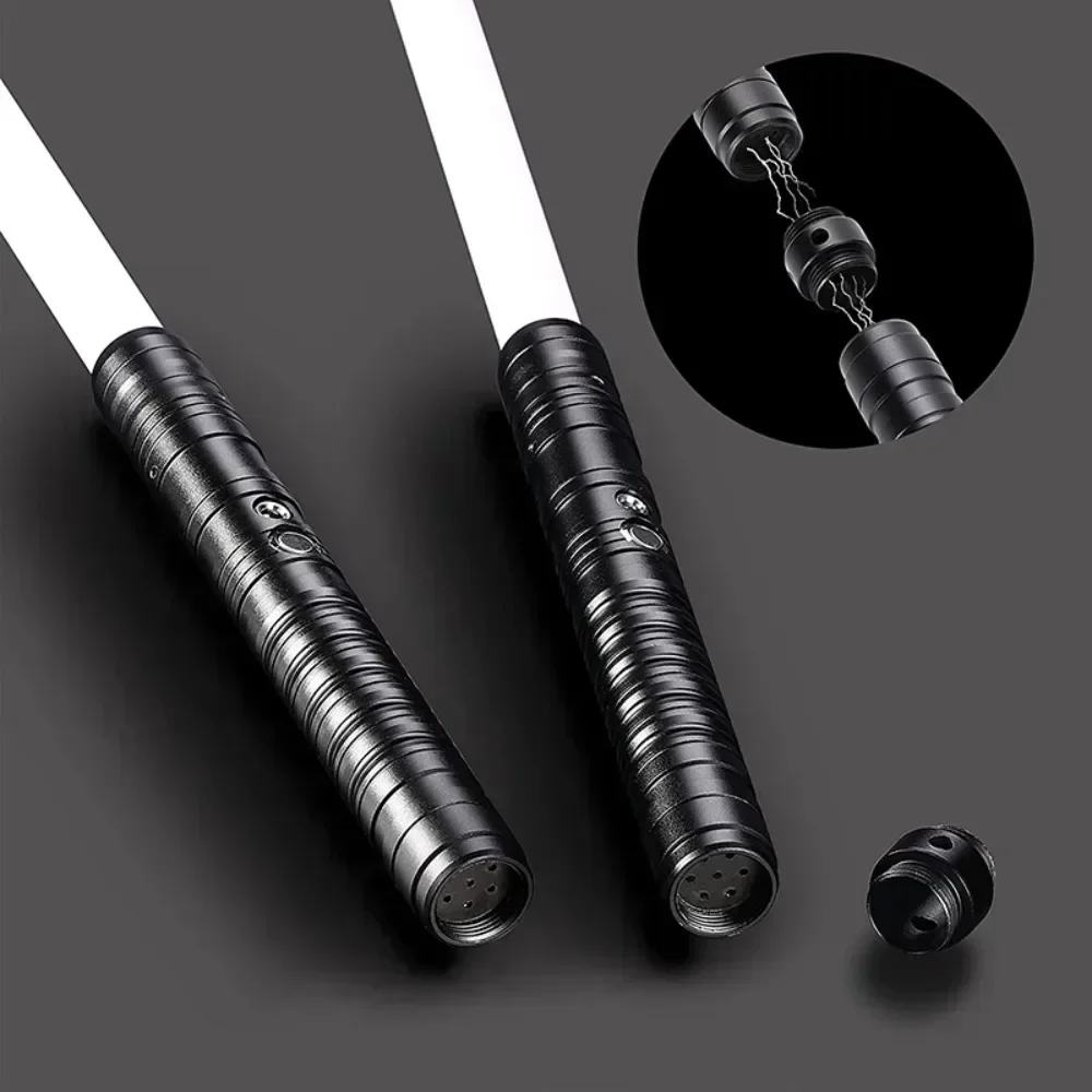 11BRGB 7-Color Change LED Metal Handle Lightsaber Double-Edged Laser Sword with Switchable Sound Two-in-One Cosplay Gift