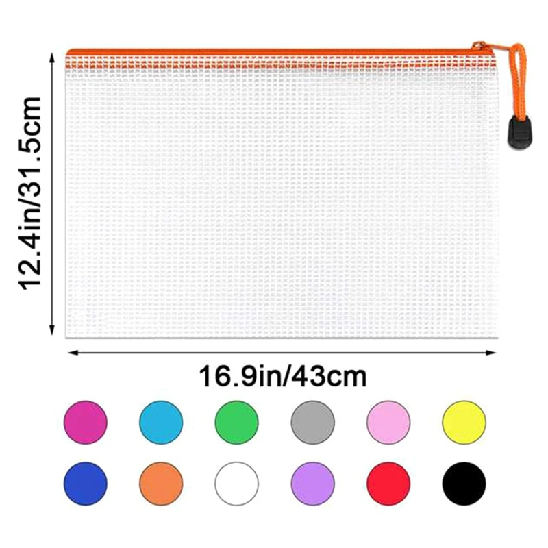 Grid File Bag Zipper File Bag Store File Grid Bag Mesh Storage Bag Transparent File Bag Delivery Data Storage Bag