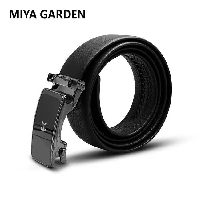 MIYA GARDEN Genuine Leather Men's Belt Business Smooth Mirror Automatic Buckle Belt Temperament Formal Occasion Suit Men's Belt