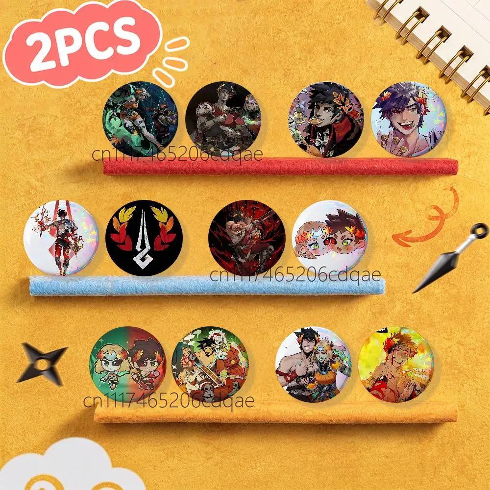 FOR Zagreus Melinoe Hades 2Pcs Custom Round Badge Bundle Kawaii Button Pins Metal Brooch Pin Set for Accessories Collection