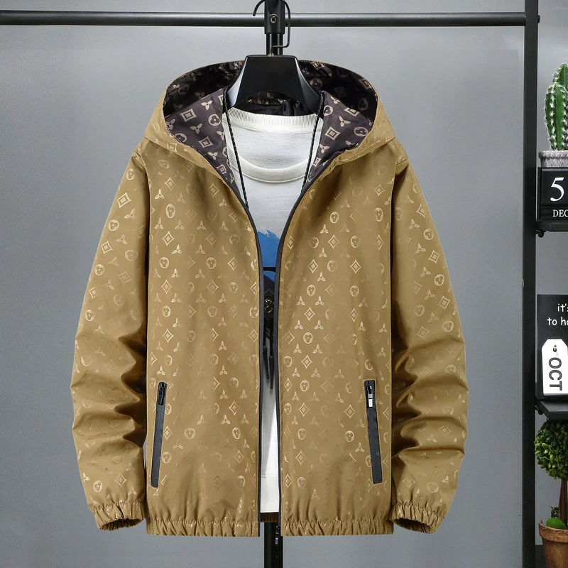 2024 primavera e autunno moda tendenza stampata giacca con cappuccio da uomo Casual rilassato confortevole cappotto sportivo di alta qualità di