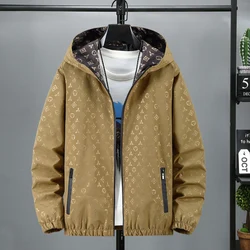 2024 primavera e autunno moda tendenza stampata giacca con cappuccio da uomo Casual rilassato confortevole cappotto sportivo di alta qualità di grandi dimensioni