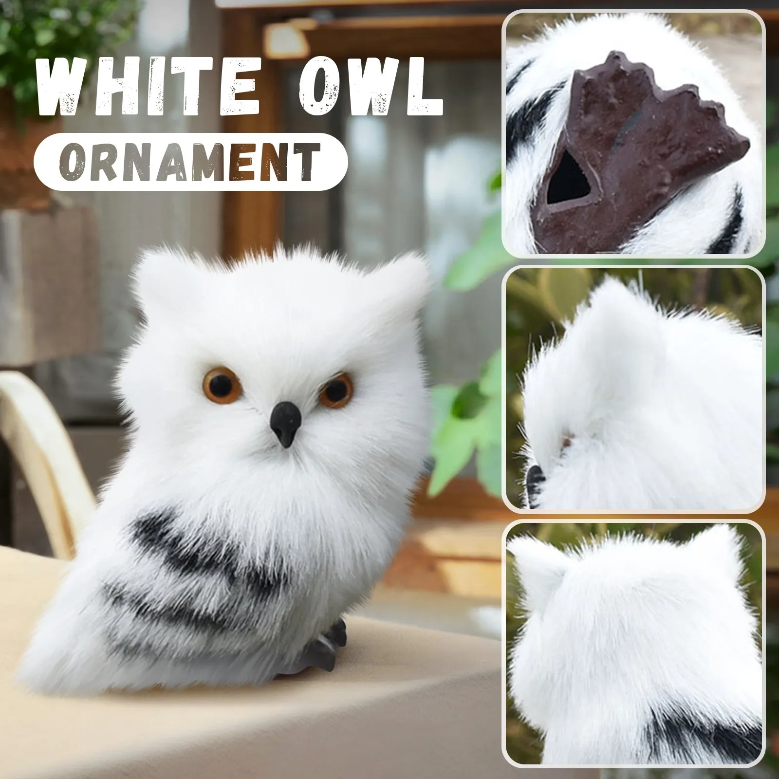 Cute Owl Mini White Simulation Furry Bird Ornament Animal Decoration Adornment Simulation For Home Decor Gifts