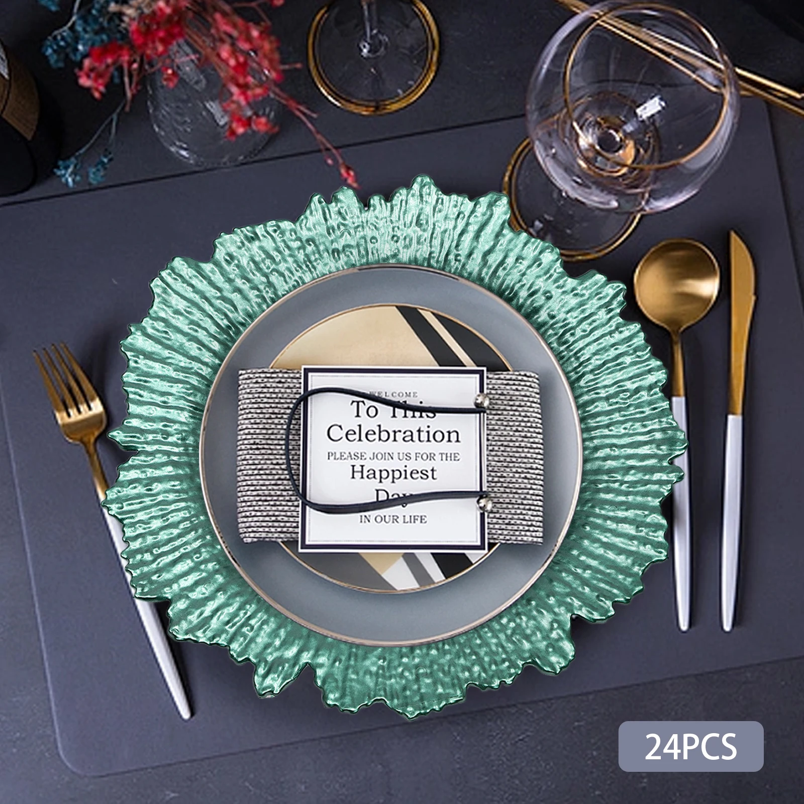 24Pcs Western Style Snowflake Plates, Suitable for Banquets, Birthday & Holiday Parties, Dating Events, High-End Catering Occasions, Family Dinners and Other Scenes