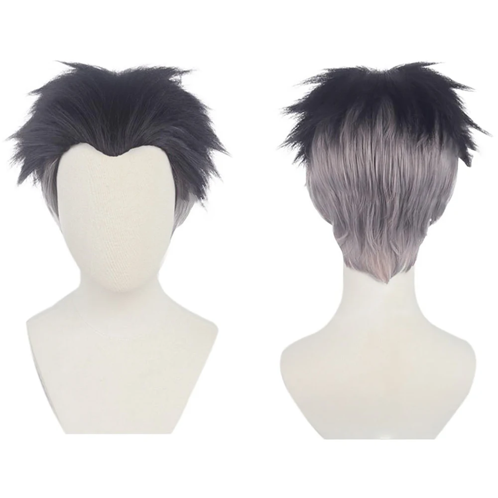 Anime Tanjiro Kamado Himejima Gyomei Cosplay Synthetic Short Hair Suitable For Men'S Daily Themed Parties Heat-Resistant Wig