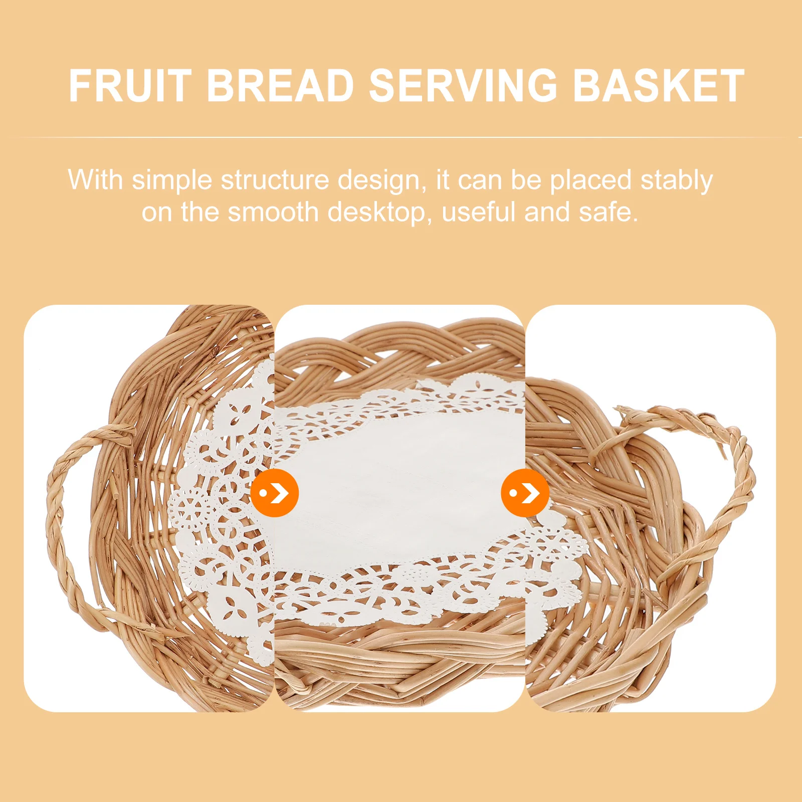 

Snack Storage Tray Basket Bread Baskets for Serving Square Rattan Fruit