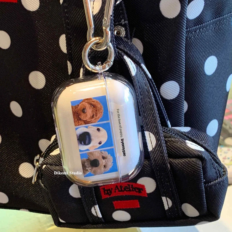 Étui transparent anti-chute et anti-poussière INS mignon et tendance pour AirPods 4 3 2 1 et AirPods Pro 3 2, motif chien de dessin animé