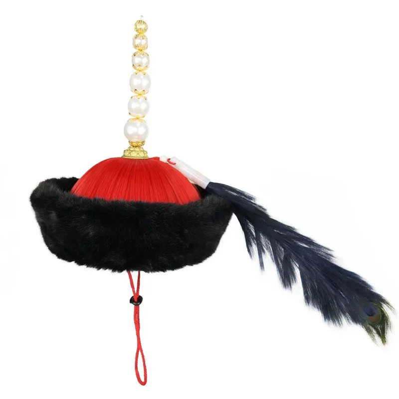 Chiński starożytny kapitan z dynastii Qing, książę, cesarz, kapelusz do cosplayu, nakrycie głowy dla dorosłych, zabawny strój karnawałowy do cosplayu z filmów i seriali.