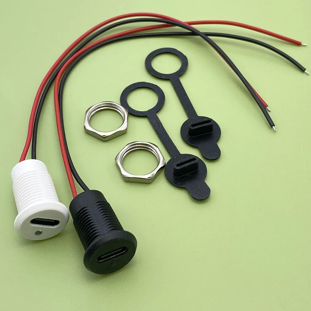 1-10PCS 2Pin4pin USB-C Connector Type-C Waterproof with PH 2.0 Nut Locking Panel Mounting TPC Waterproof Fast Charging Jack Port