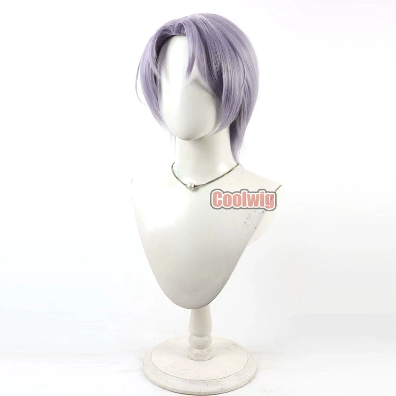 Coolwig Synthetic Hair Ritsu Shinjo Cosplay Wigs Tokyo Debunker Ritsu Shinjo 30cm Straight Light Purple Men Wig Heat Resistant 3