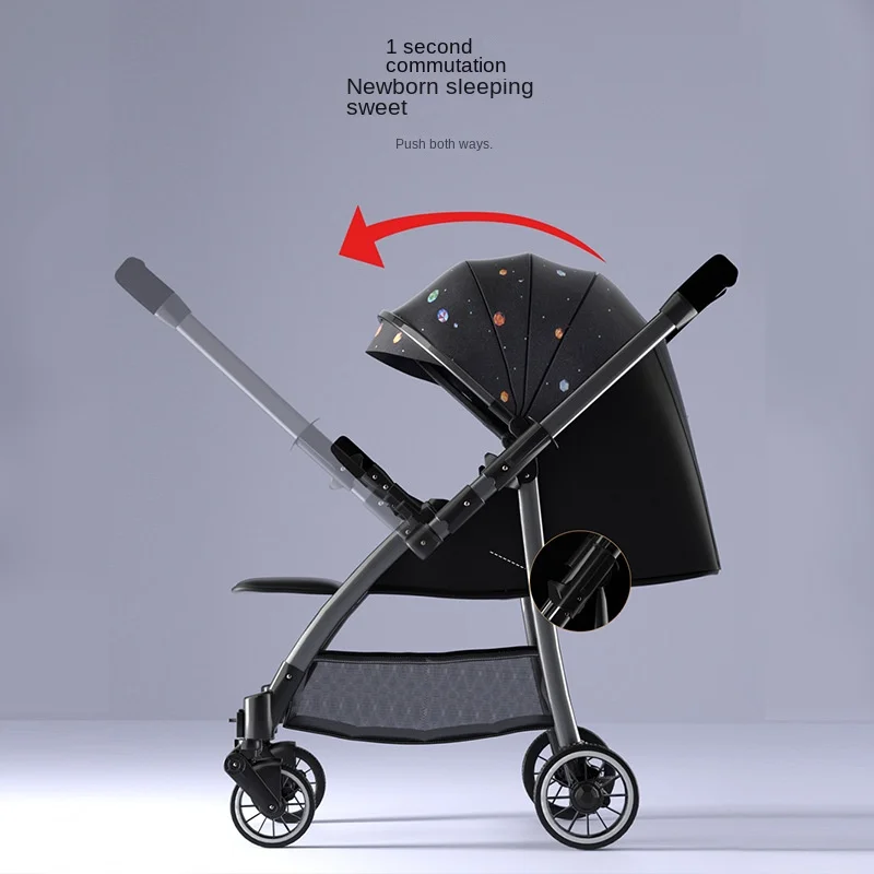 Push Rod Reversing Baby Strollers,Can Sit Lie Lightweight Foldable Stroller for Newborns High Landscape Handcart,baby Carriage