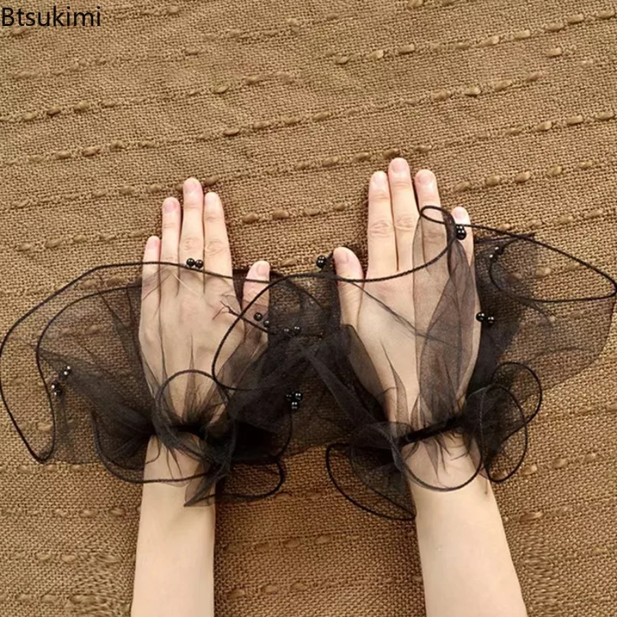 

Sexy Lace Sleeves Lolita Costume Accessories Peal Mesh Wrist Cuffs Wedding Decor Bracelet Fingerless Glove Party Dress Wristband
