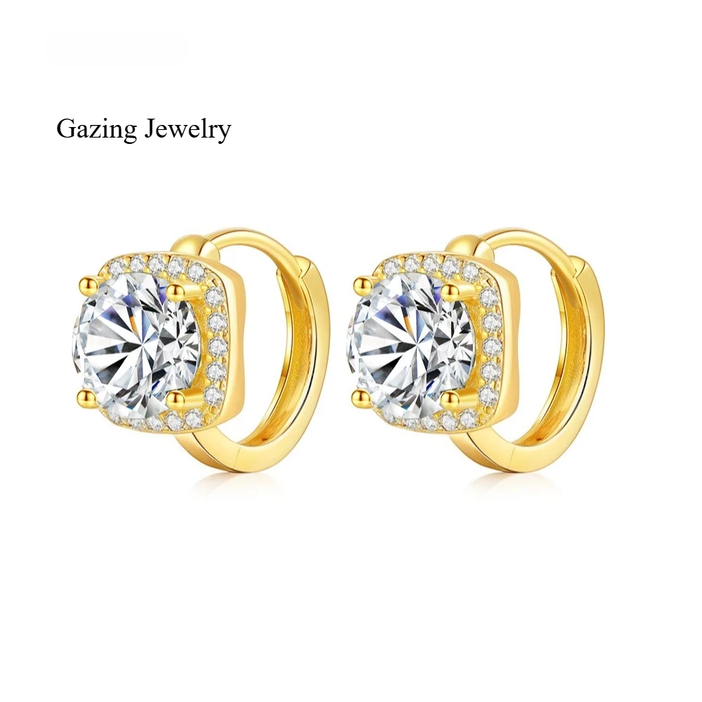 

Gazing Jewelry Стерлинговое серебро 925 пробы, муассанит 1 карат, сертификат GRA, женские серьги квадратного комплекта, простые и модные, зажимы для ушей,