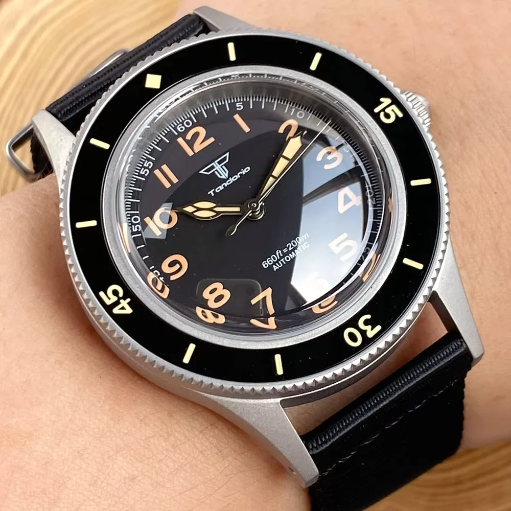 

Miyota8215/PT5000 Movement Vintage Dial Tandorio 20ATM 40MM Automatic Men's Watch Luminous No Date Bubble Sapphire Screw Crown