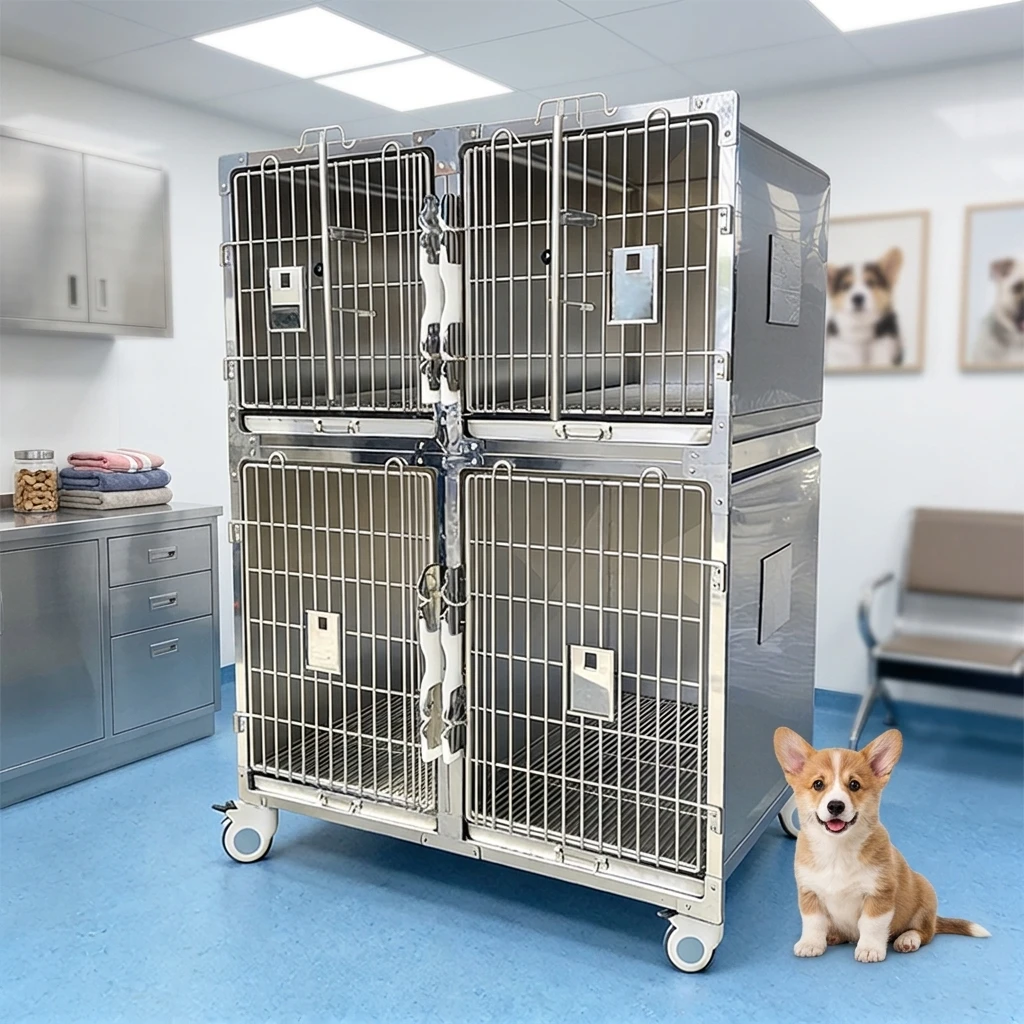 Stainless Steel Simple Classic Solid Pet Dismantling Cage With Thickened Design Anti-collision And Bite Resistant Hospital Cage