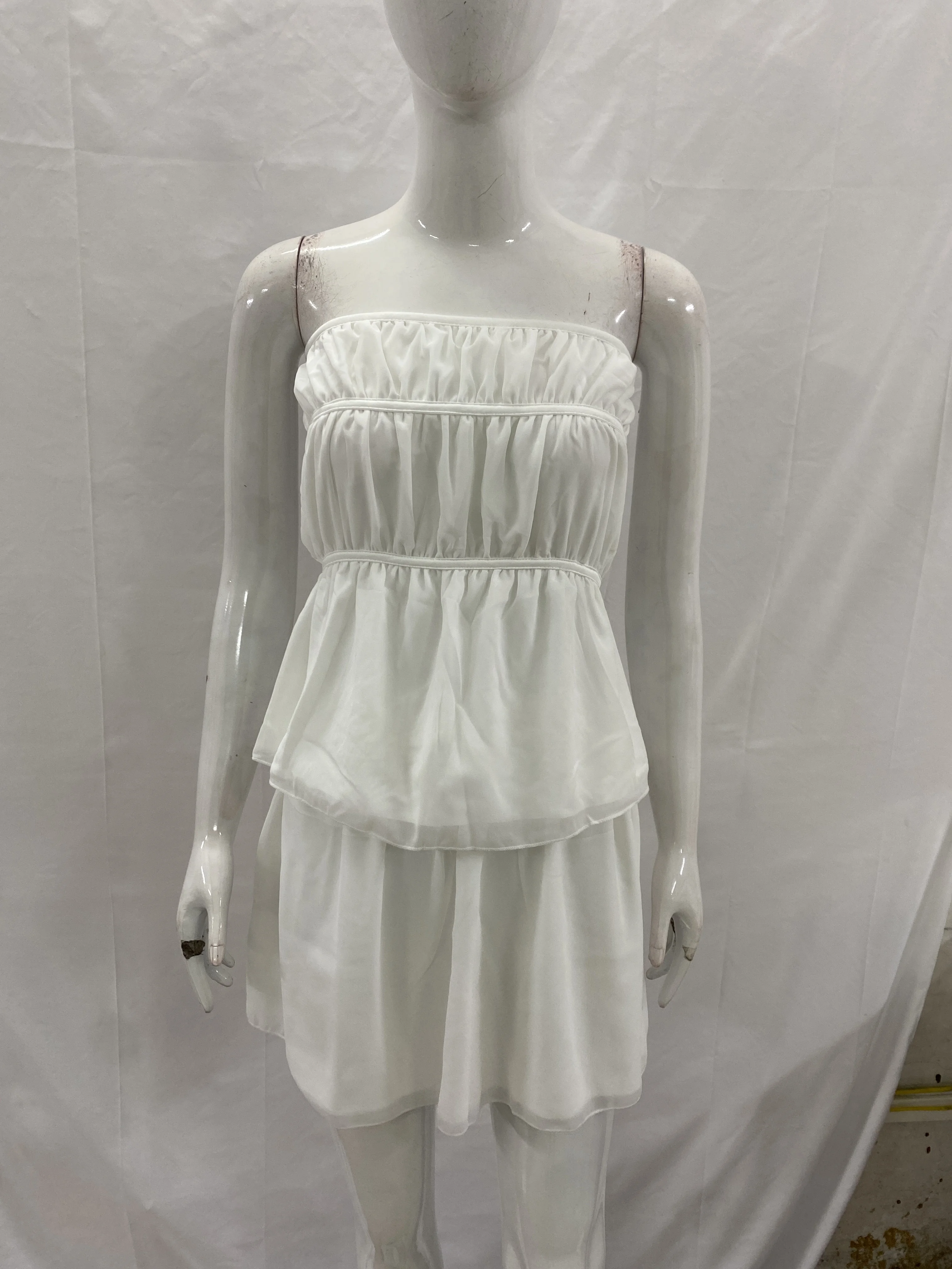 

Осенний новый облегающий талию плиссированный многослойный жилет без бретелек плиссированная юбка женская короткая юбка комплект из двух предметов