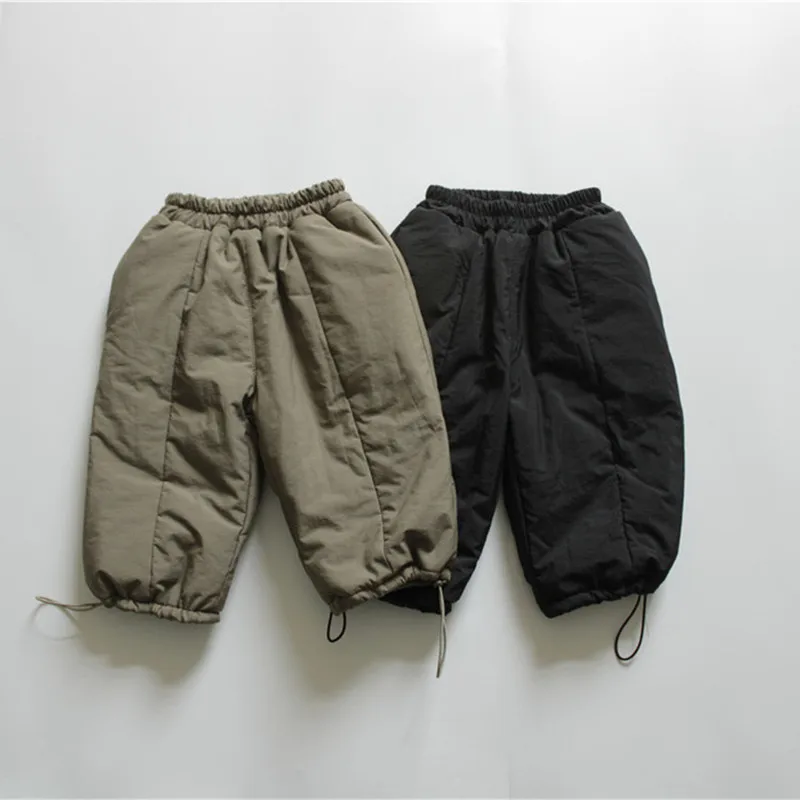 New Winter Children Thicken Warm Ski Pants Solid Color Toddlers Kids Casual Outdoor Climbing Trousers