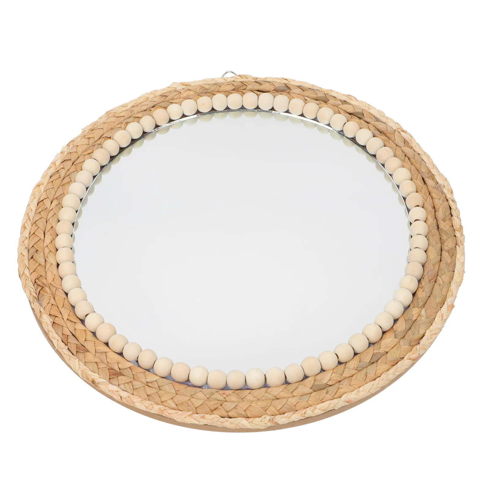 

Straw Rope Decorative Mirror Khaki Woven Design Wall Mermaid Round Creative Grass Simple Style