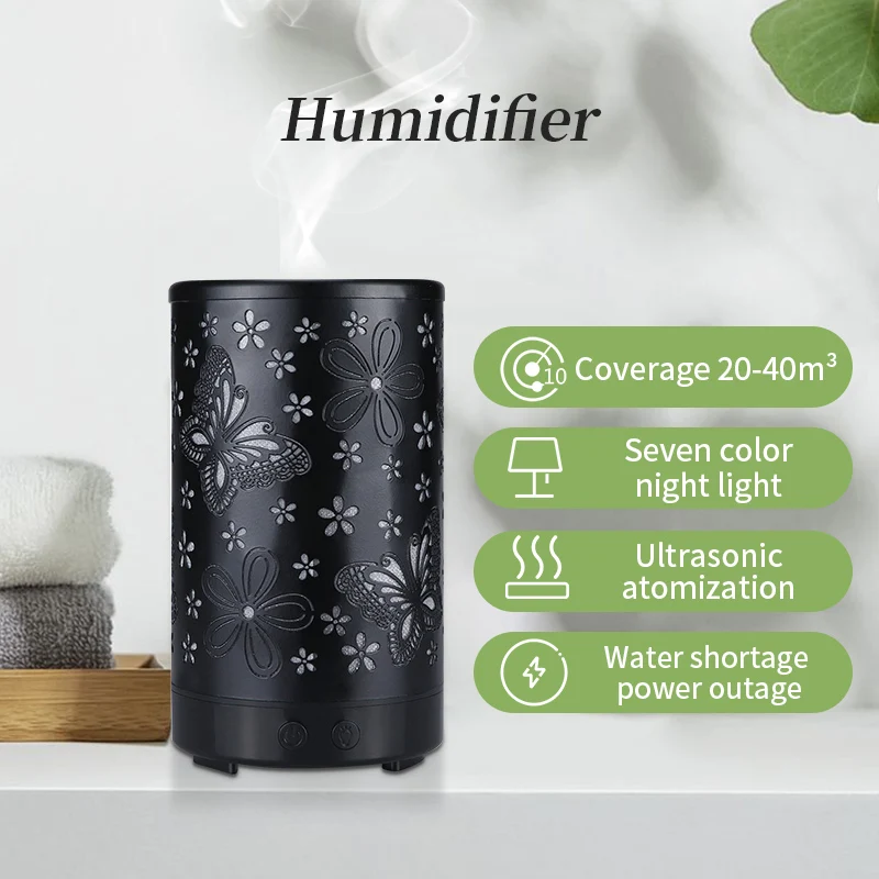 

Humidifier Electric Aroma Diffuser Ultrasonic Room Fragrance with Colorful Night Light Butterfly Essential Oil Diffuser for Home