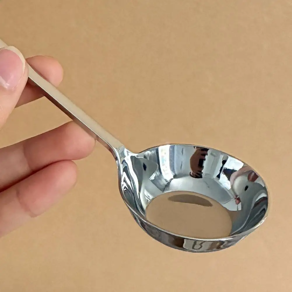 Polished Finish Flatware Stainless Steel Soup Spoons Set Corrosion Resistant Round Bowls Heavy-duty Long Handle for Rice
