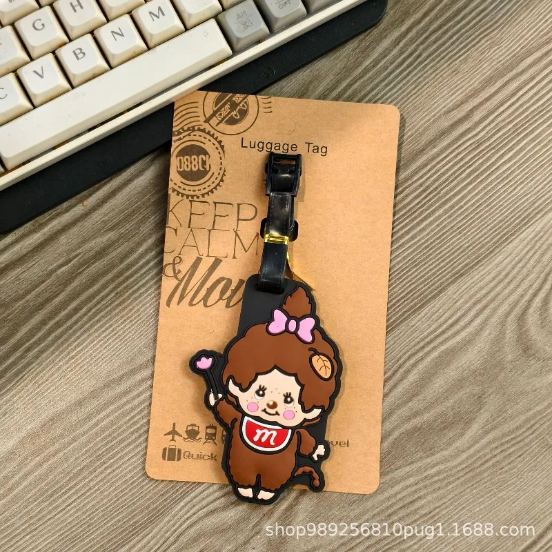 Monchhichi PVC-Gepäckanhänger aus weichem Gummi, tragbarer Reisekoffer-Anhänger, Schlüsselanhänger, Gepäck-ID-Etikett für Rucksack und Trolley – Detail 5