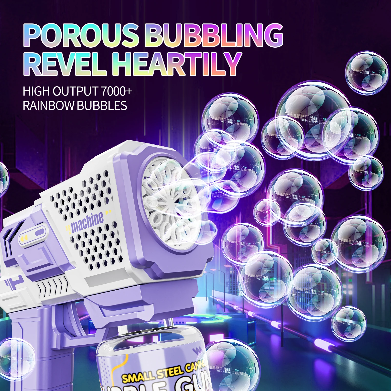 Bubble Gun with Lights, Bubble Machine with Bubble Solution,Bubble Guns for Wedding, Birthday, Parties, Outdoor Toy Gift