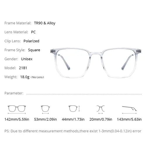 NIANZHEN TR90 Alloy Glasses Frame Men Square Magnet Clip Eyeglasses Gradient Polarized Sun Lens Women Ultralight Eyewear 2181 - Image 5