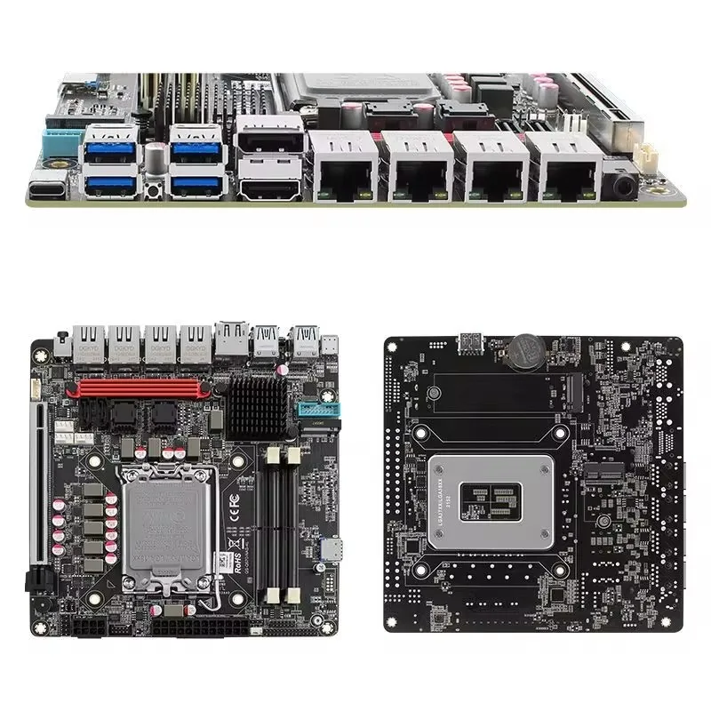 Motherboard Intel vPro Q670 NAS cocok untuk CPU 12/13/14th Gen LGA1700 | 6 * NVMe | 6 * SATA3.0 | 2 * DDR5 | 4X Intel 2.5G Port jaringan ITX