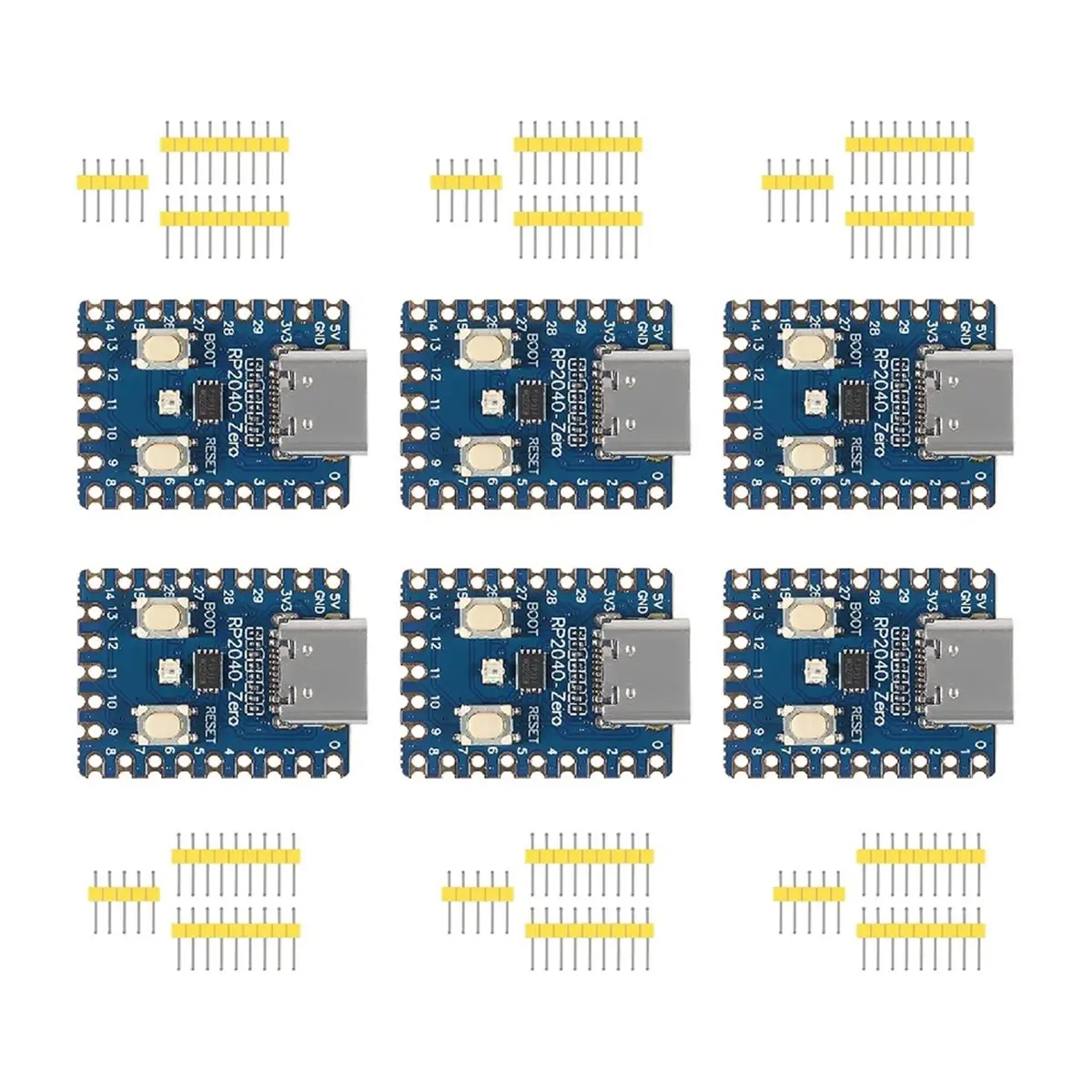 A003 6Pack RP2040-Zero Microcontroller Board Based Development Boards Equipped with Dual Core Processor