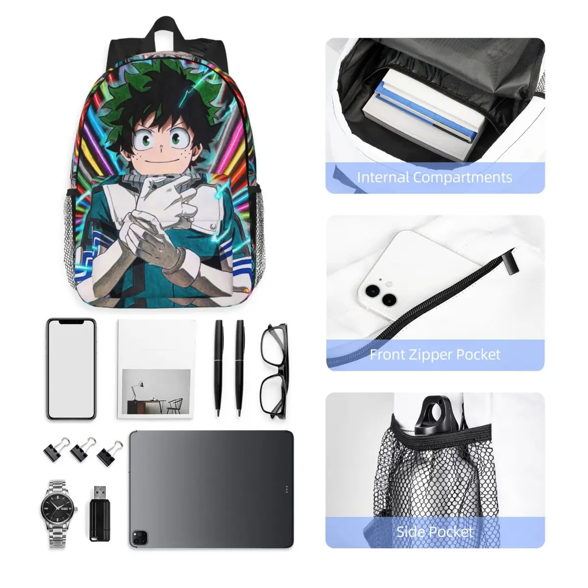حقيبة ظهر My Hero Academia رائجة البيع حقيبة نهارية ذات سعة كبيرة للأولاد والبنات حقيبة كتب حقائب كتف للرجال والنساء حقيبة مدرسية للأطفال