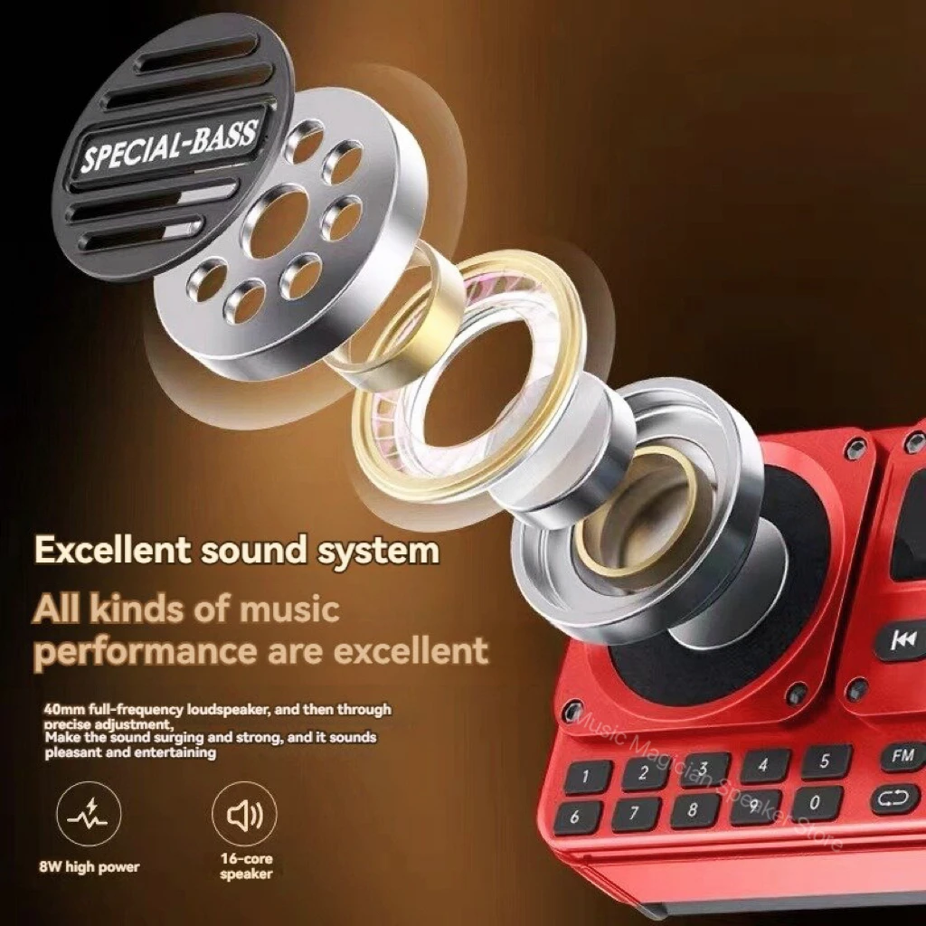 سماعة بلوتوث محمولة فائقة JOC ، راديو FM متعدد الوظائف ، هوائي شاشة LCD ، مدخل Aux ، قرص USB ، بطاقة TF ، مشغل MP3 ، H456BT #3