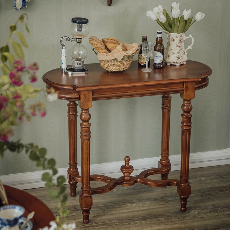 Medieval medieval entrance table Solid wood corridor against the wall Retro homestay Simple table Entrance table