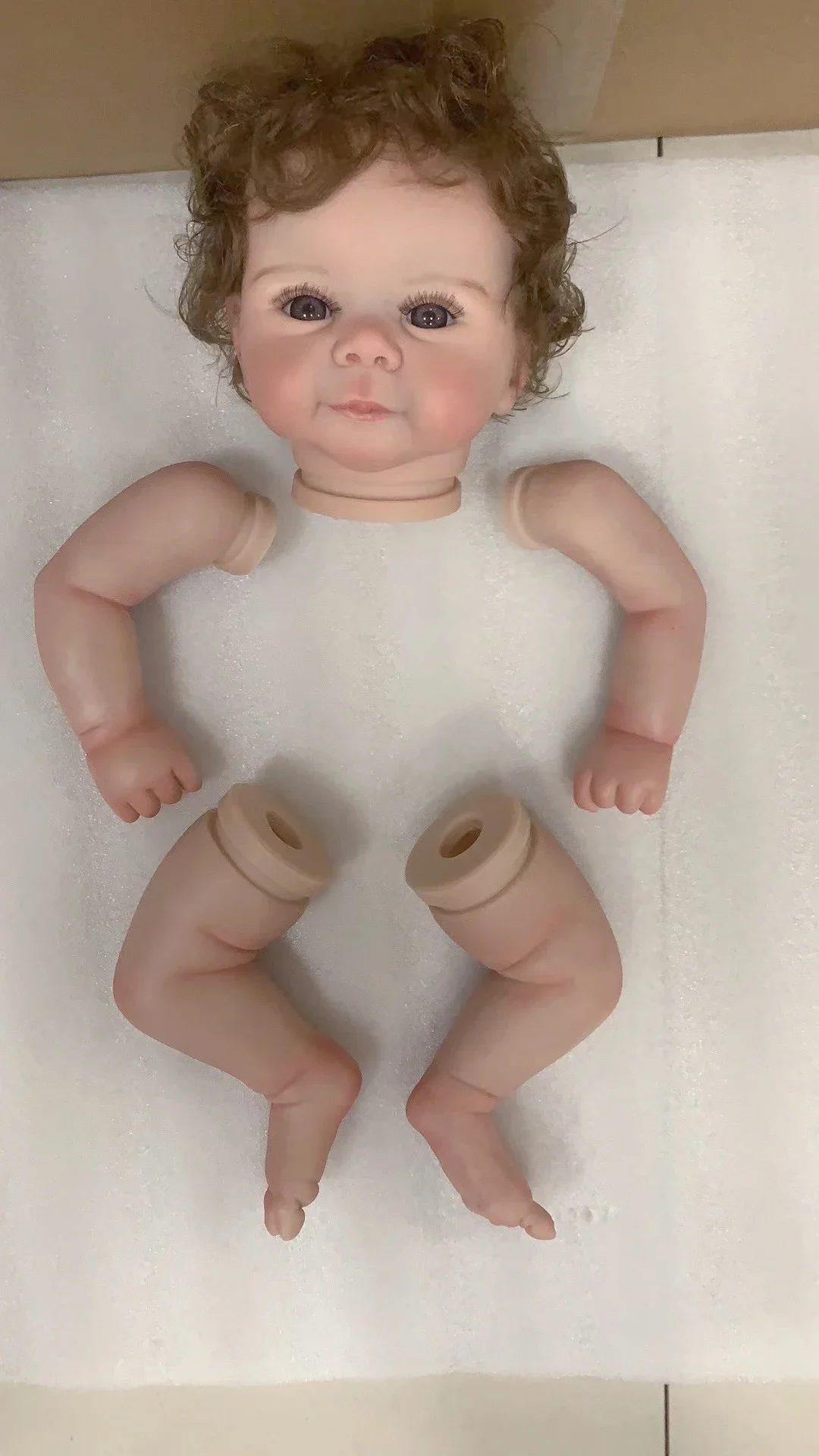 19Inch Reborn Doll Kits Juliette Lifelike Rooted Hair with Many Details Veins Unassembled Doll Parts with Cloth Body and Eyes