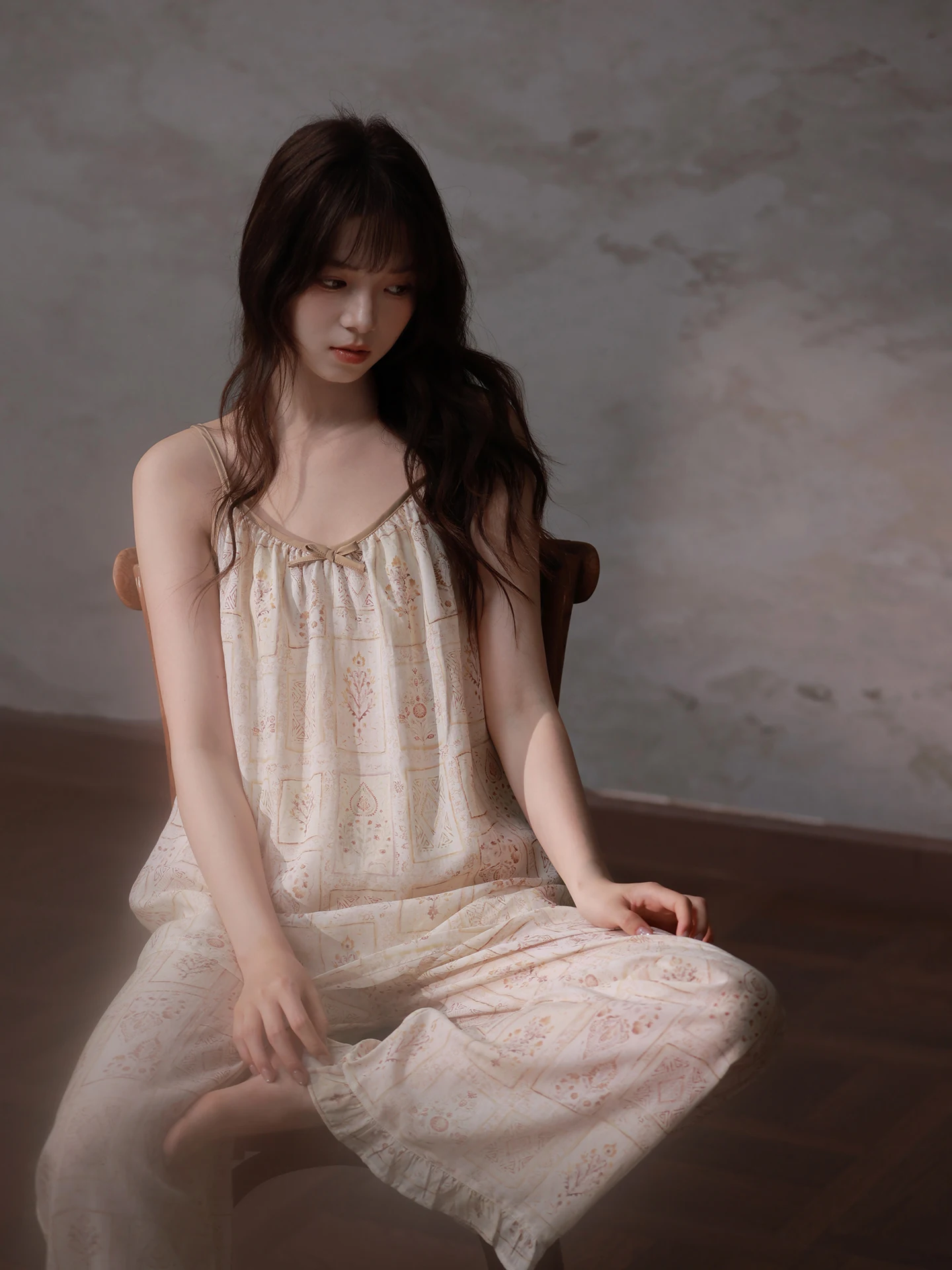 princess-mark-cool-sensation-linen-strap-sleepwear-women-summer-retro-style-long-pants-high-quality-home-clothes